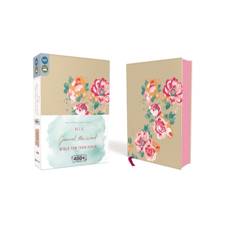 NIV, Journal the Word Bible for Teen Girls, Imitation Leather, Gold/Floral Includes Hundreds of Journaling Prompts!, Zondervan