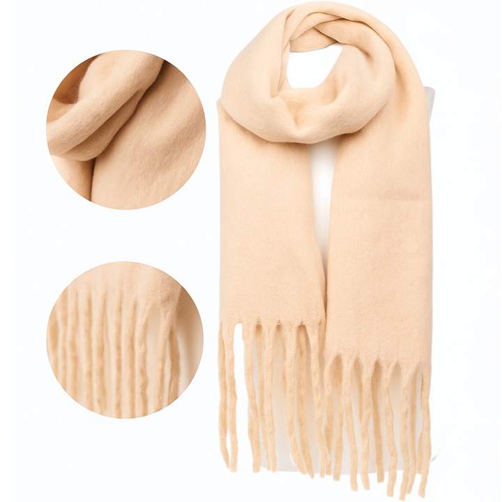 Sal dama calduros Moraj, clasic, cu franjuri, multicolor, 100% poliester