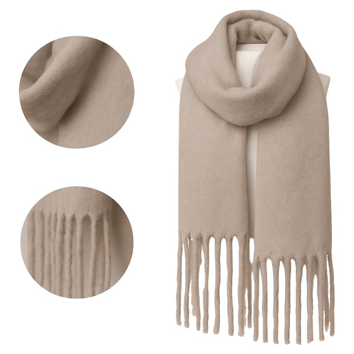 Sal dama calduros Moraj, clasic, cu franjuri, multicolor, 100% poliester