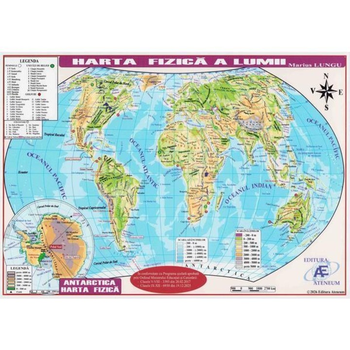 Plansa: Harta lumii. Harta politica, harta fizica A4 - Marius Lungu