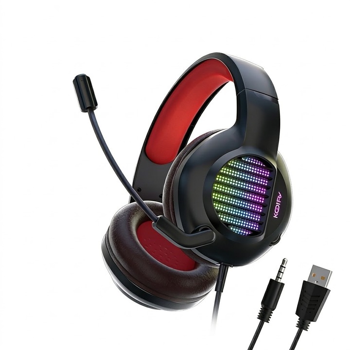 Casti Gaming KOORFLY KF-H1, 3D Съраунд Звук, HD Микрофон с Намаляване на Шума, Черен, 150g