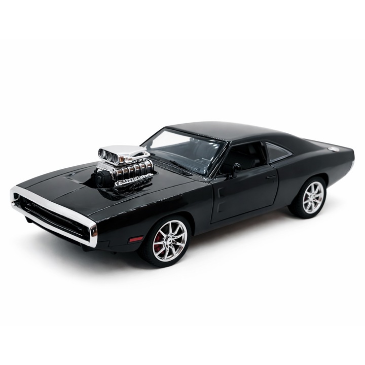 Macheta Auto Dodge Charger Negru, Metal, Scara 1:24