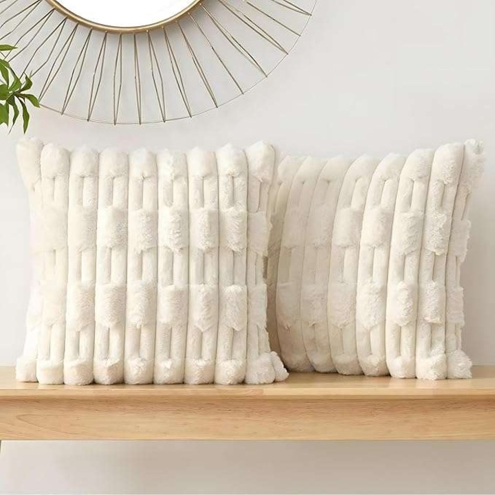 Set fete de perna CE, 40x40 cm, 2 bucati, alba, plusata