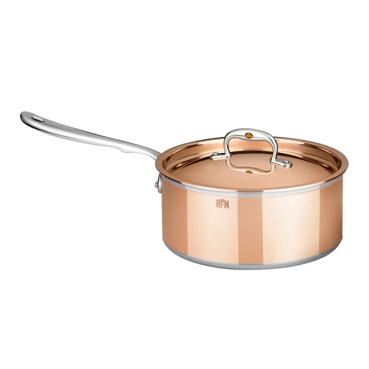 Cratita cu capac Ruffoni, 1.9 litri, Ø 22 cm, maner ergonomice din cupru, incalzire rapida si uniforma, cupru