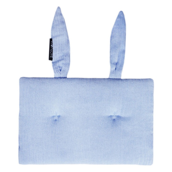 LullaLove Krolik párna, muszlin, antiallergén, serenity kék, 30x40cm