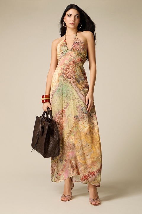 Oltre, Rochie maxi fara maneci cu talie empire, Multicolor