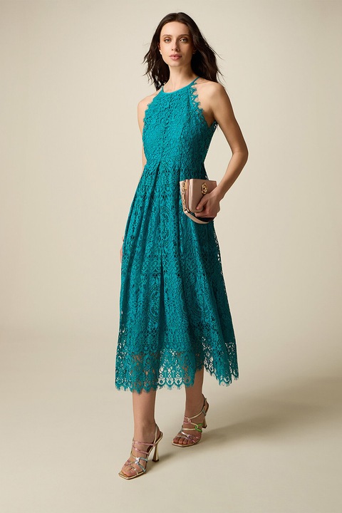 Oltre, Rochie midi de dantela, Turcoaz