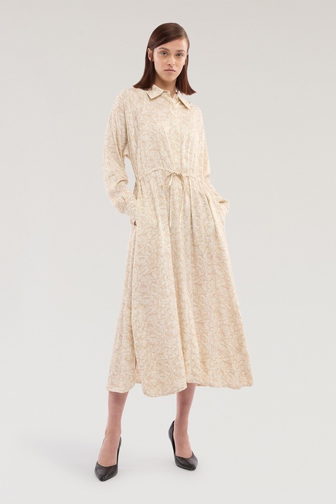 Trussardi, Rochie cu model logo si buzunare, Bej inchis/Bej sampanie
