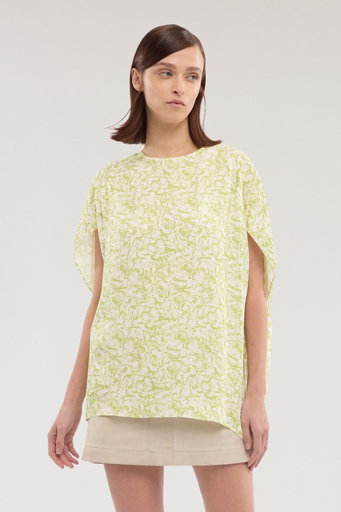 Trussardi, Bluza supradimensionata cu model logo, Verde masliniu pal/Verde deschis