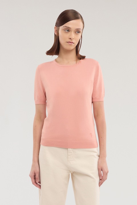 Trussardi, Pulover cu maneci scurte, Roz deschis prafuit