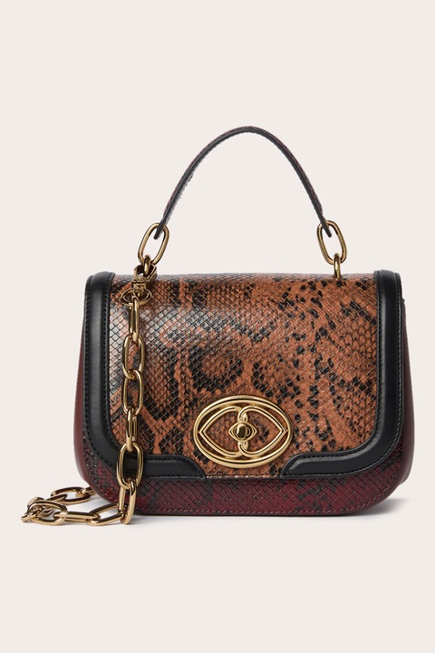 Motivi, Geanta crossbody de piele ecologica cu model piele de sarpe, Visiniu