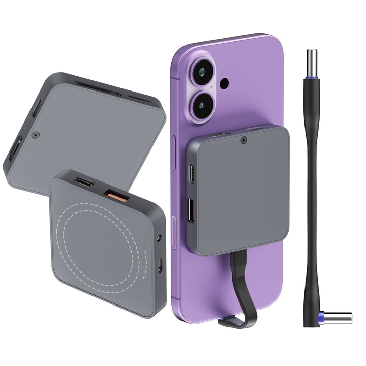 Hub USB-C 9 în 1 Miraza cu slot SSD NVMe 2230, HDMI 4K 60Hz, încărcare rapidă 100W, gri