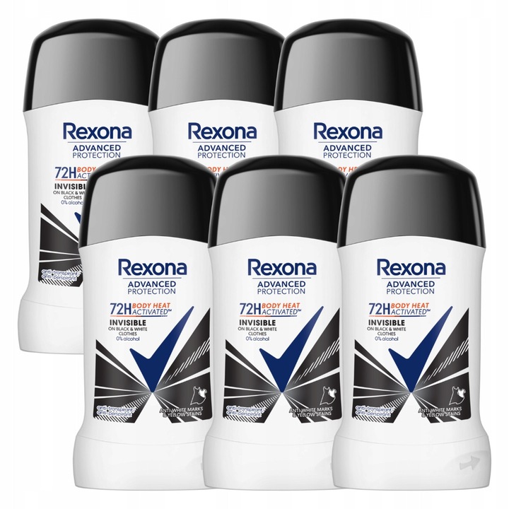Антиперспирант REXONA Invisible On Black White, комплект 6x50ml