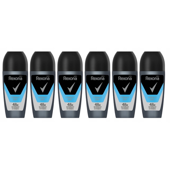 Rexona Men Cobalt Dry комплект антиперспирант рол-он 6x50ml, 48 часа защита, технология MotionSense, свеж аромат