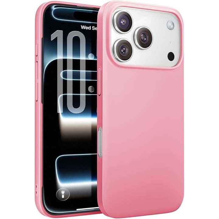 Husa telefon Lisen pentru iPhone 17 Pro, MagSafe, silicon mat, roz