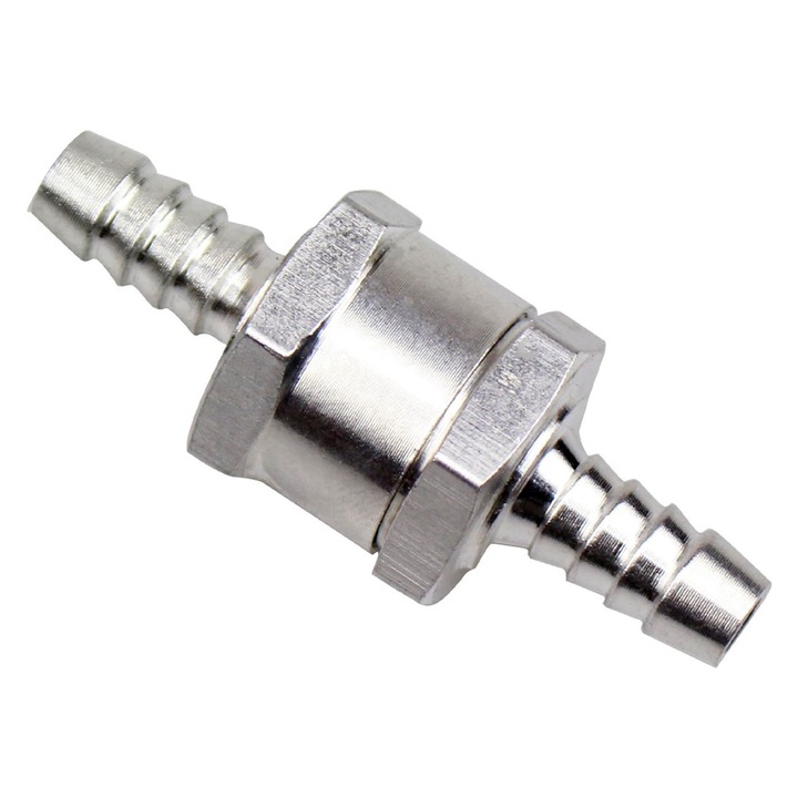 Üzemanyag visszacsapó szelep, univerzális, alumínium, 8 mm, rugós membrán, 60 mm, ezüst