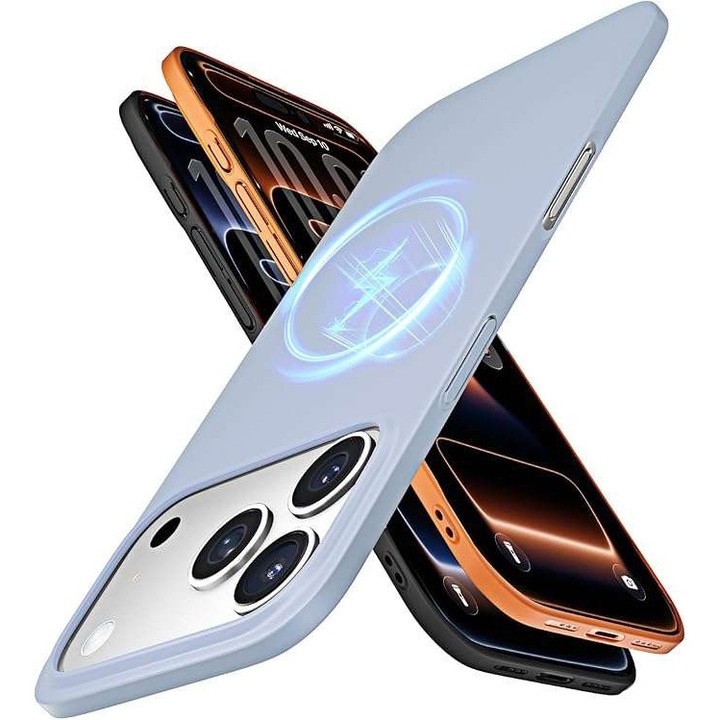 Husa telefon Lisen pentru iPhone 17 Pro Max, mata, albastra