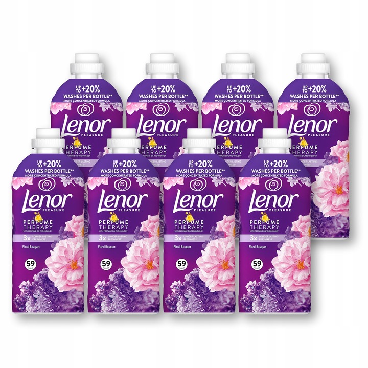 Омекотител Lenor Floral Bouquet, 8x59 пранета, релаксиращ аромат, 3 пъти повече свежест
