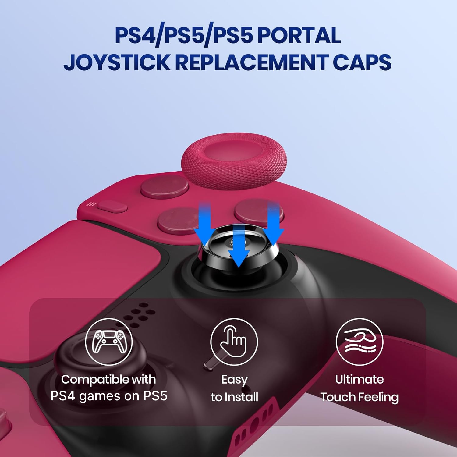Controller Wireless Dual-Sense, rosu, incarcare TYPE-C, senzor de miscare, set pentru PS5 si PS4