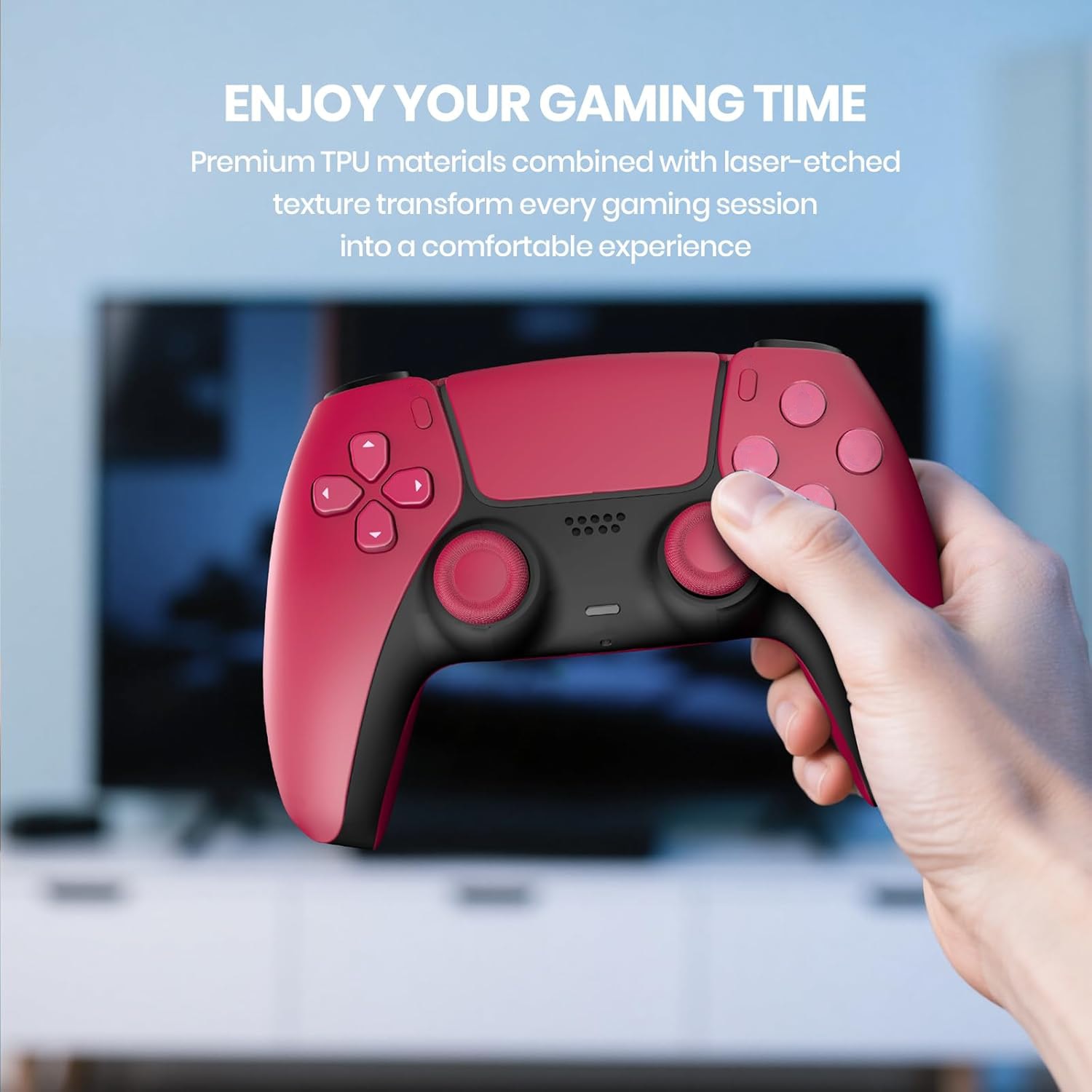 Controller Wireless Dual-Sense, rosu, incarcare TYPE-C, senzor de miscare, set pentru PS5 si PS4