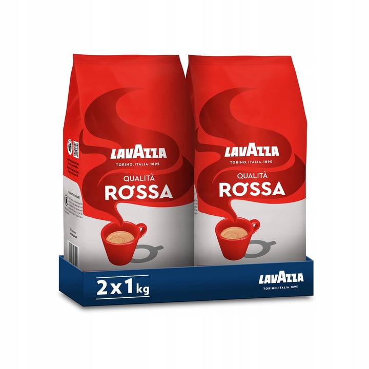 Cafea boabe Lavazza Qualita Rossa 2x1kg, aroma intensa, note de ciocolata