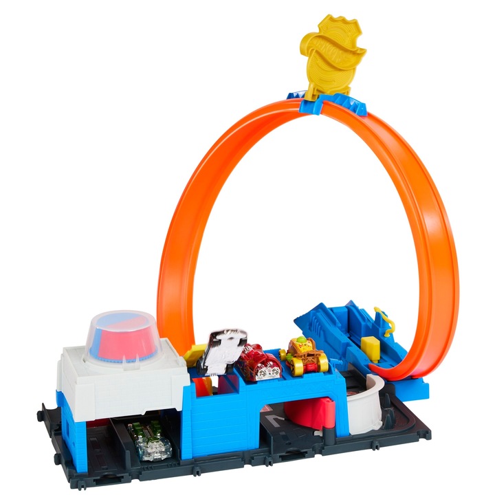 Set Hot Wheels, posterunek politie, multicolor, 4 ani+