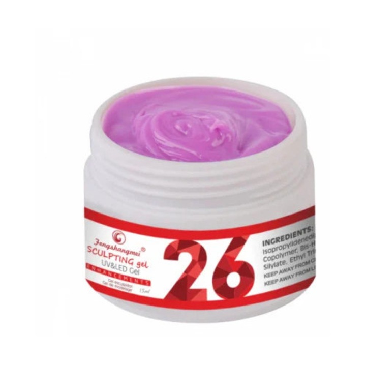 Gel UV construcție Fengshangmei 15ml, roz, vâscozitate ridicată