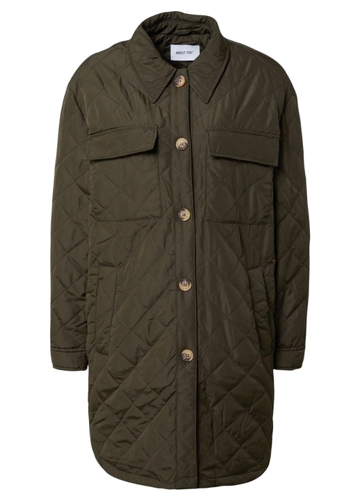Geacă dama, About You, verde închis, matlasată, croiala lejera, mărime 34 EU