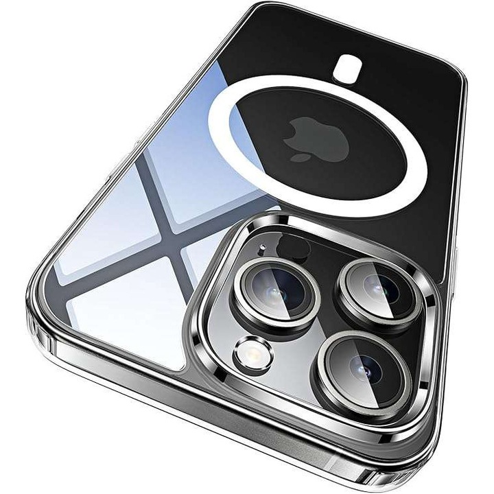 Husa telefon Lisen pentru iPhone 15 Pro Max, silicon transparent, magnetic