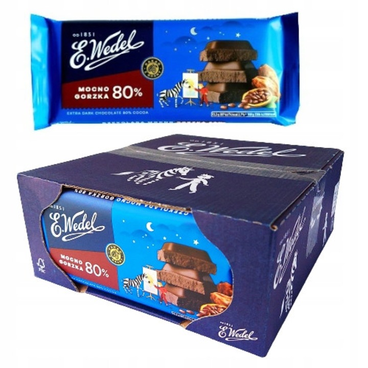 Ciocolata 80% cacao E.Wedel, set 22x80g, gust intens