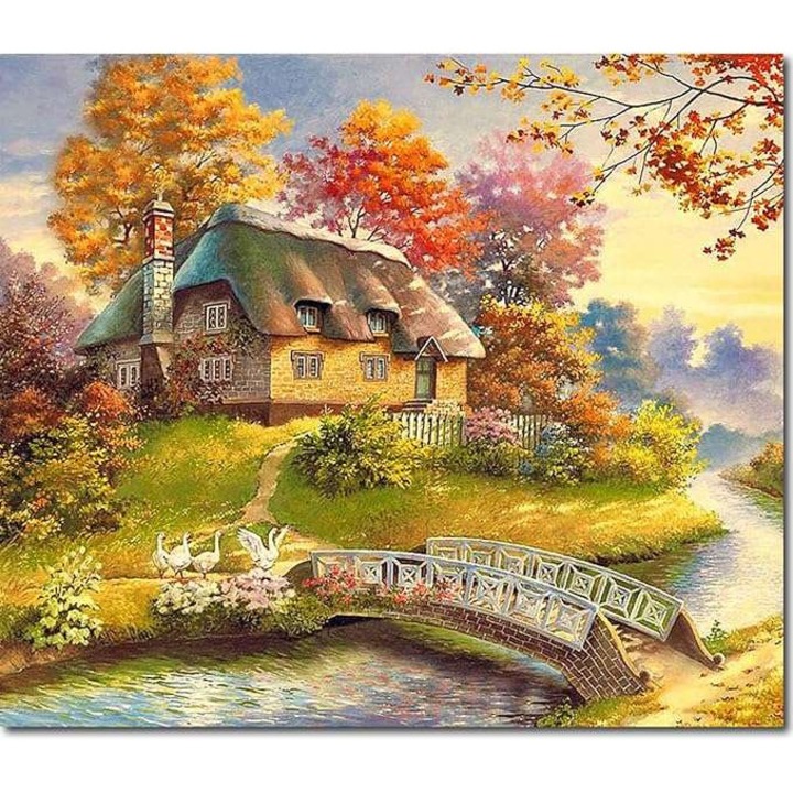 Set pictura pe numere, CE, Peisaj toamna, 40x50cm