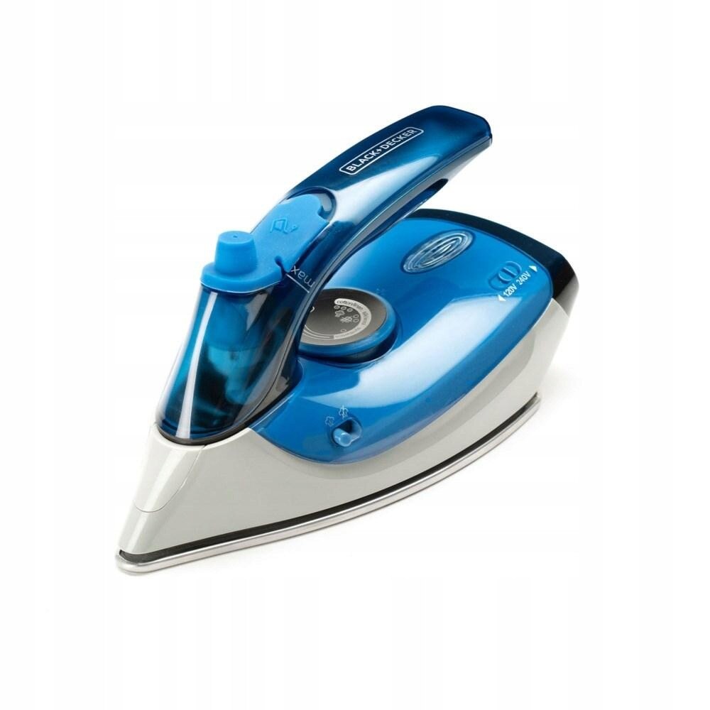 Fier de calcat portabil Black+Decker, 1000W, abur continuu 50g/min, alb-albastru, 0,04l