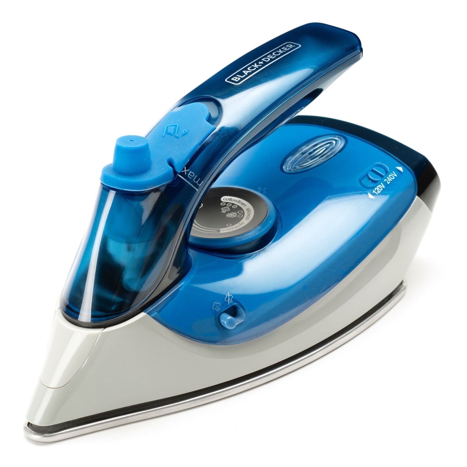 Fier de calcat portabil Black+Decker, 1000W, abur continuu 50g/min, alb-albastru, 0,04l