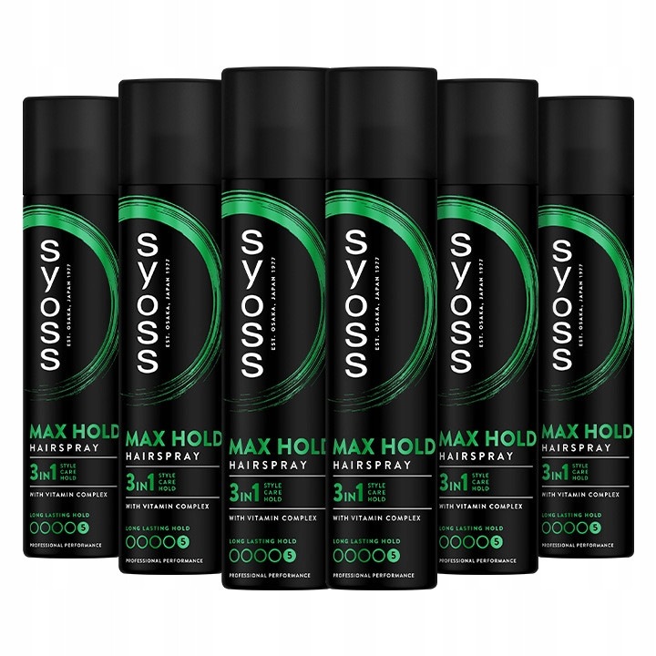 Set 6 x Fixativ Syoss Max Hold 300ml, fixare puternica, rezistenta 48h, protectie UV