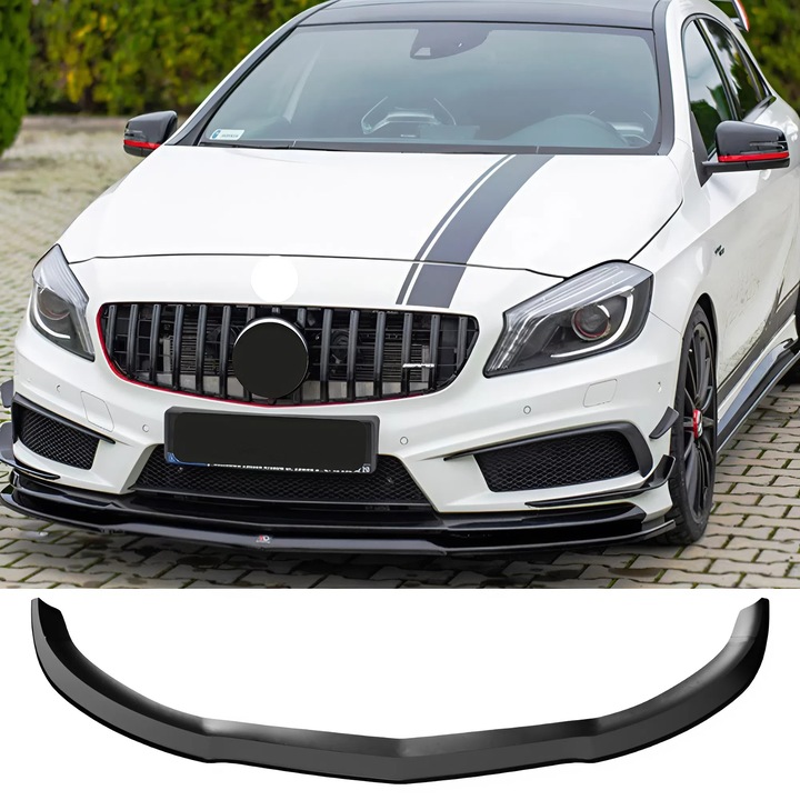Mercedes A45 AMG W176 2013-2015 Első Splitter Fényes Fekete ABS Műanyag Sport Design Könnyen Felszerelhető