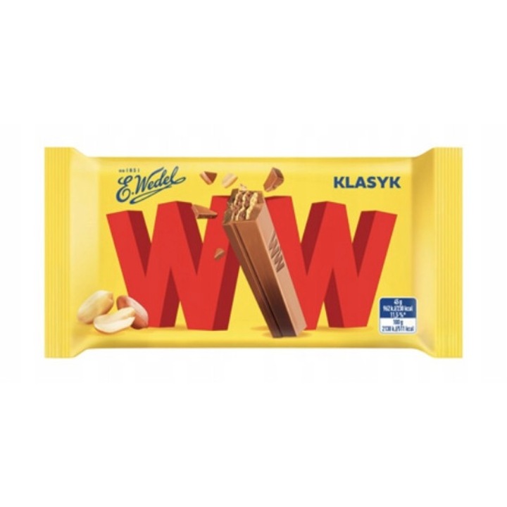 Napolitana E.Wedel 24 bucati, 45 g fiecare, in ciocolata cu lapte, gust de nuci
