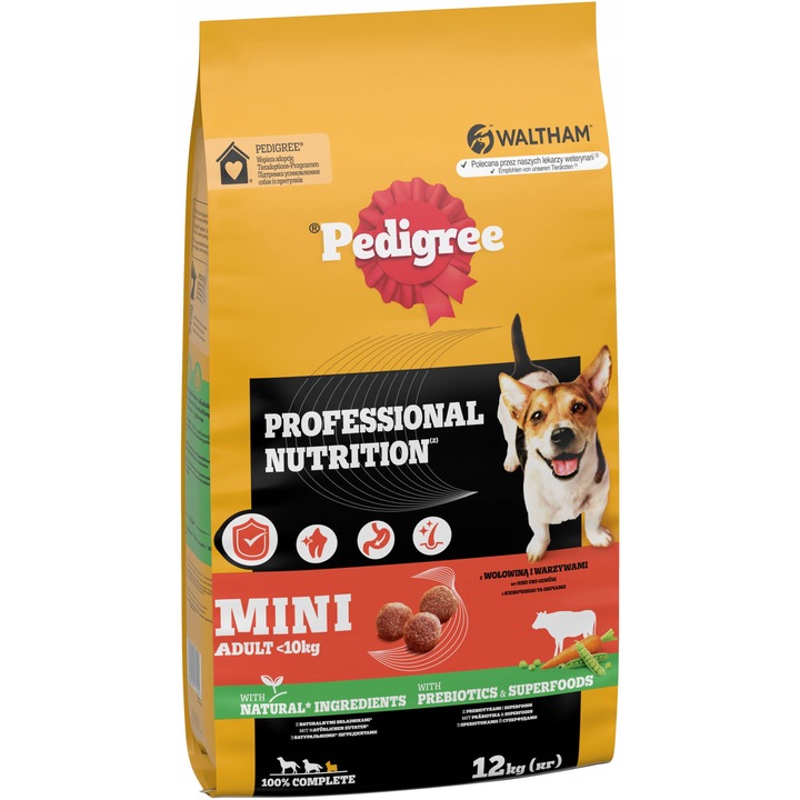 Суха храна за кучета Pedigree Adult с говеждо месо и зеленчуци, 12кг