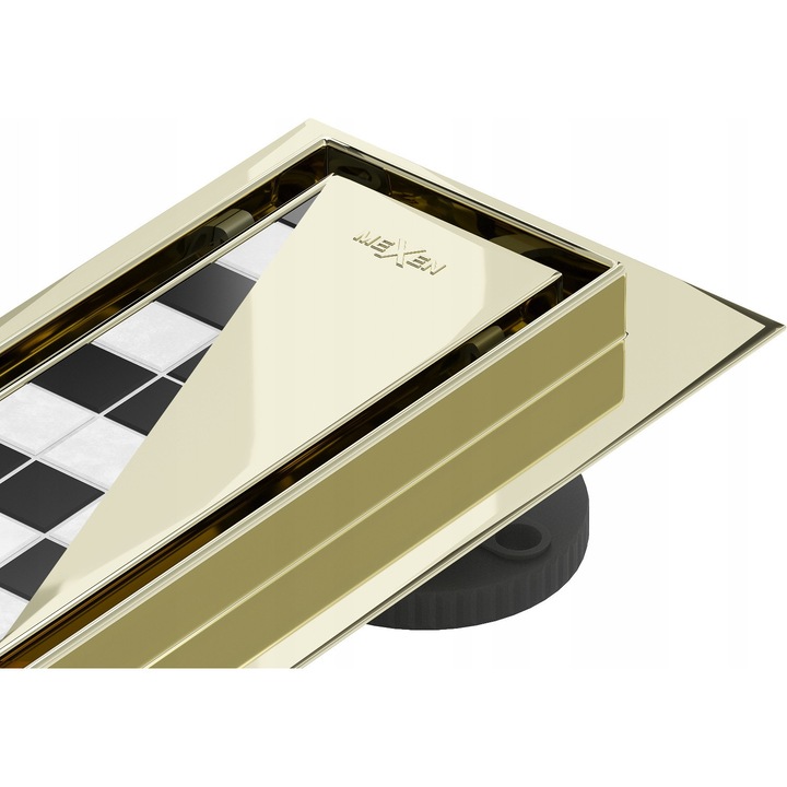 Sistem de scurgere Mexen Flat 360, odplyw liniowy rotativ 2in1, 50 cm, zloty, cu sifon rotativ