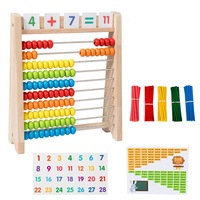 Set de numaratoare din lemn, Kraftverdia, Instrumente pentru studiul matematicii, intelegeti abilitatile de baza de numarare si matematica, Gros si durabil, usor de prins, 3+Ani, multicolor