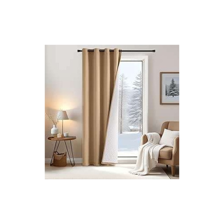 Hőszigetelő sötétítő függöny, CE, barna színű, 132x260cm