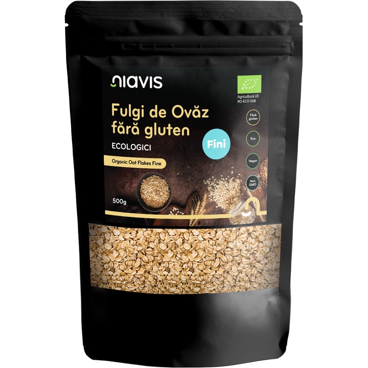 Fulgi de Ovaz Fini Ecologici, Niavis, Fara Gluten, 500g