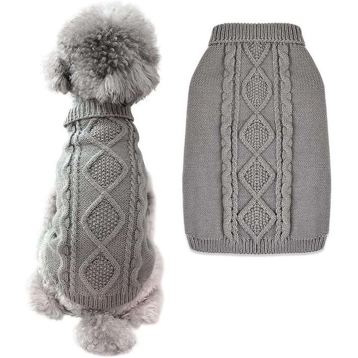 Pulover pentru caini, CE, calduros, moale, gri, marimea M