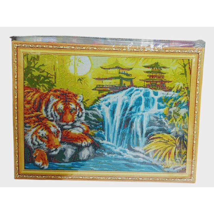 Set creativ Piccolino cu diamante, 40x30cm, tigri în natură, pentru 6 ani