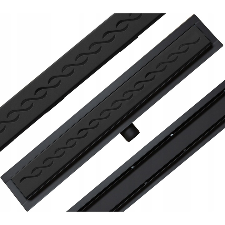 Sistem de scurgere, Mexen, Flat M15, 50 cm, negru, din otel inoxidabil AISI 304, capacitate 50 l/min