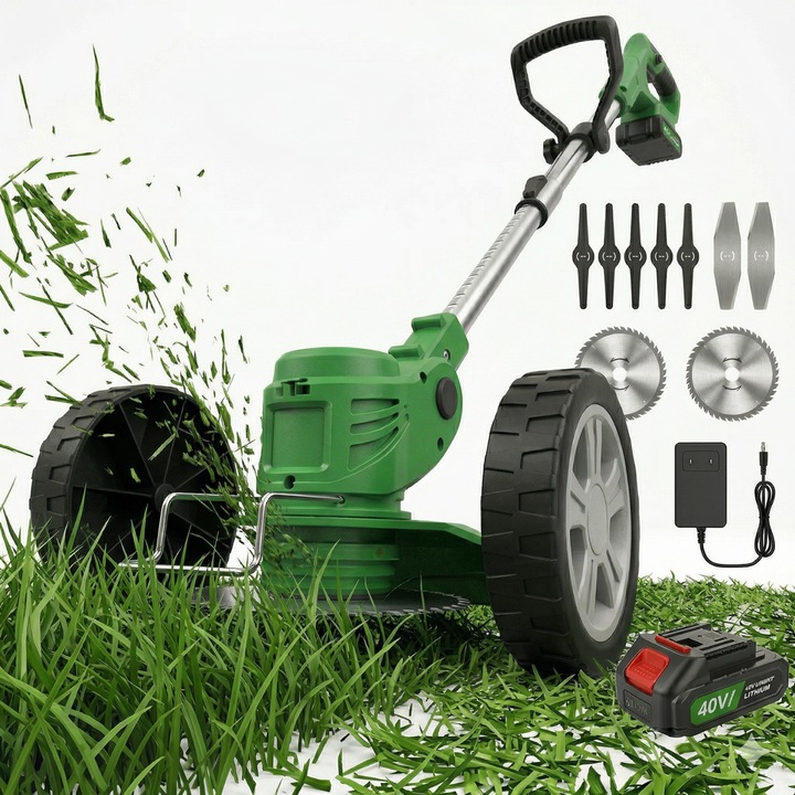 Motocoasa Electrica Fara Fir Infiniteea, 1500W, 2 acumulatori 48V, 10 accesorii, tija reglabila 90-120cm