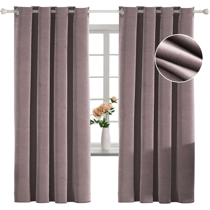 Rózsaszín hőfüggöny szett, 140x175cm, CE, 2 darab