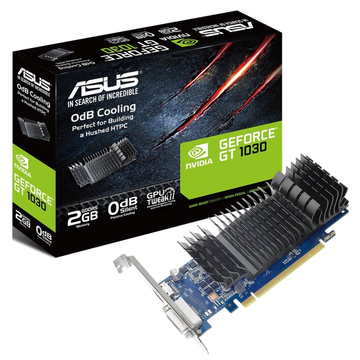 Placa video Asus GeForce GT 1030, 2 GB, 64-bit, DVI-D si HDMI