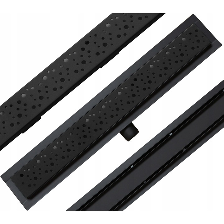 Sistem de scurgere Mexen Flat, 50 cm, inox AISI 304, negru, set complet