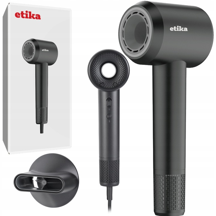 Uscator de par Etika ET14, 1600W, 12 viteze, 3 temperaturi, gri