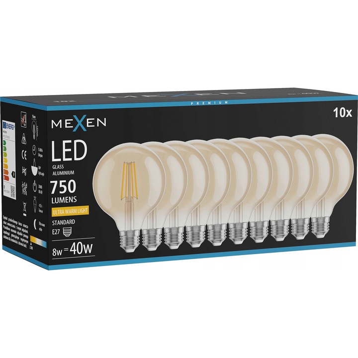 LED крушка Mexen Vintis E27 G95 8W 2200K 750LM Amber